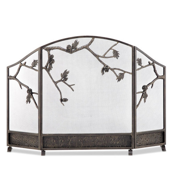 Protector Pinecone Fireplace Screen Cast Iron and Aluminum Lodge